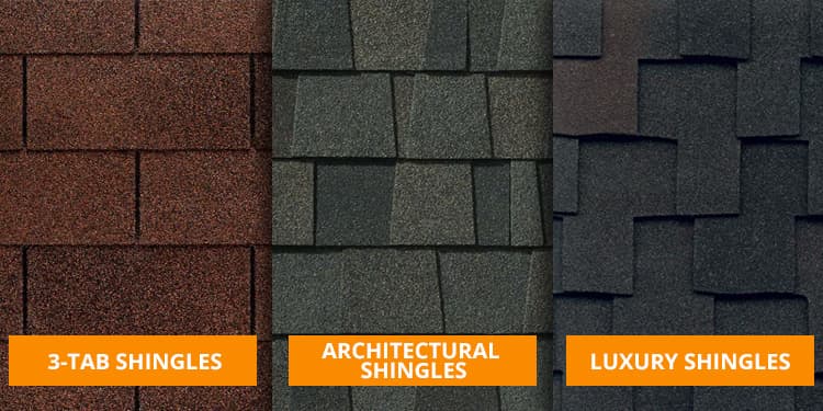 3 types of asphalt shingles