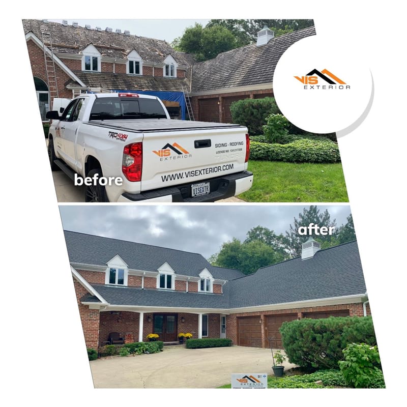 LP SmartSide siding replacement in Oak Brook before after