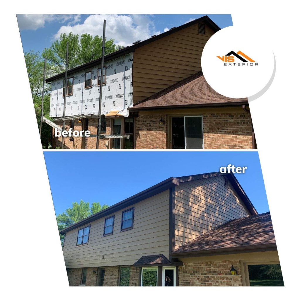 Cedar siding installation and windows replacement in Oak Brook before after