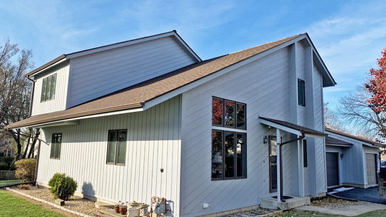 Cedar siding and shingle roofing after hail damage in Bolingbrook project photo 1
