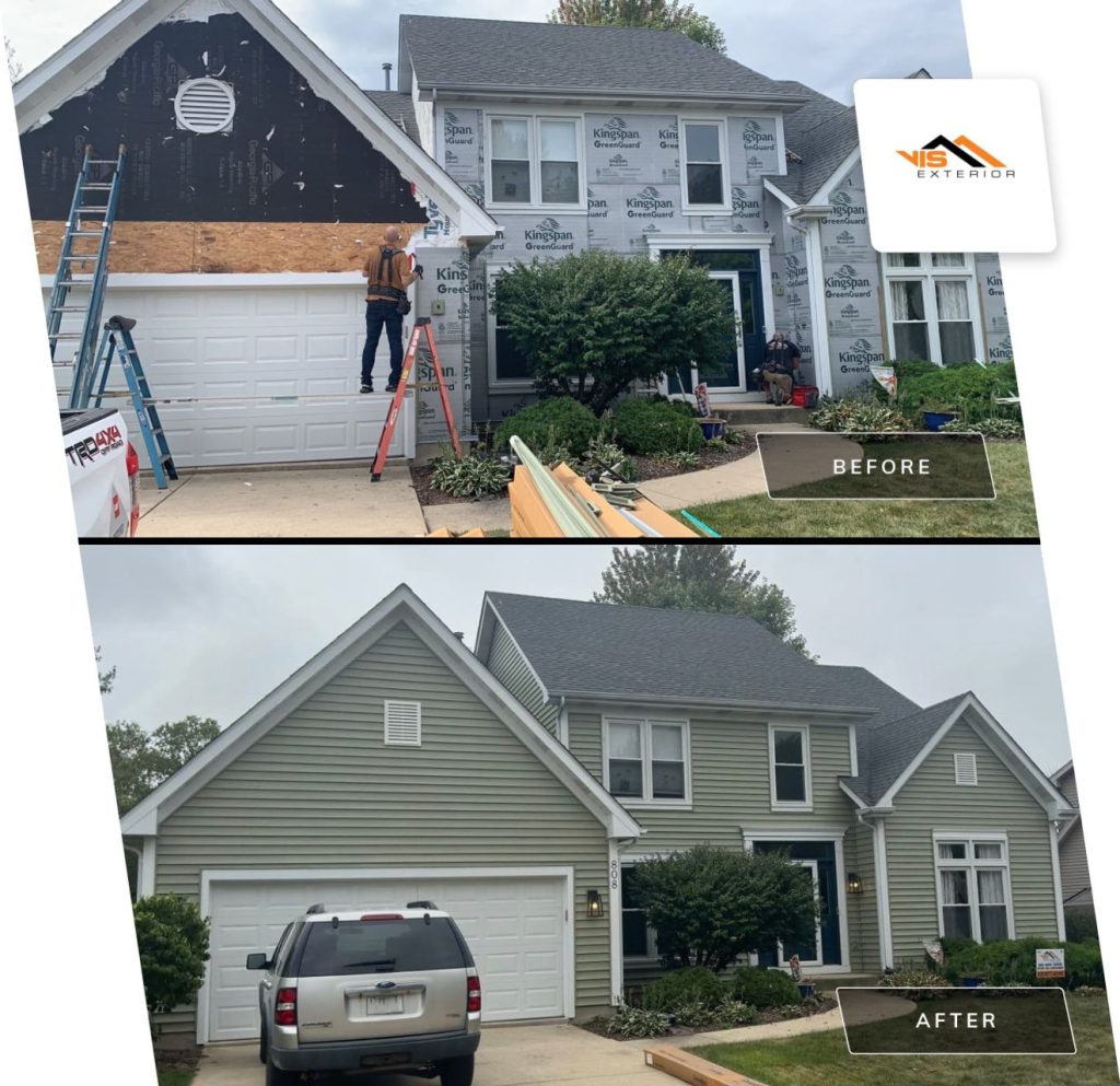 CertainTeed vinyl siding installation in North Aurora before after