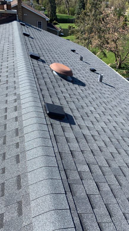 LP SmartSide siding, Atlas Pinnacle shingle roofing and guttering in Hinsdale project photo 3