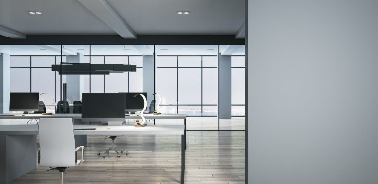 coworking office ceiling and walls painted same color
