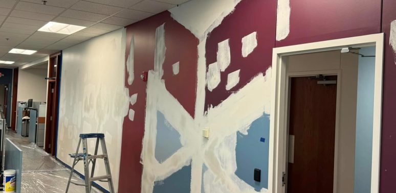 different colors paint on wall