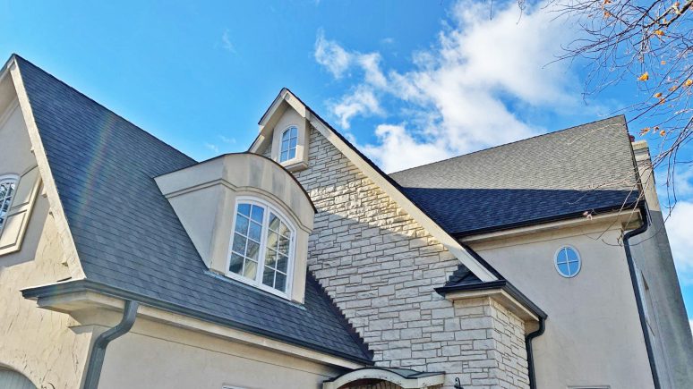 GAF Timberline American Harvest shingles roof installation and gutters replacement in Hinsdale project photo 1