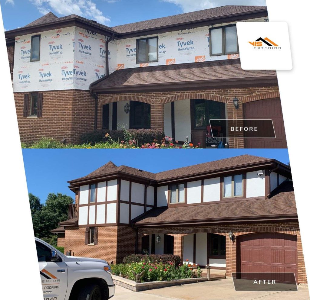 James Hardie Stucco Panel Vertical siding installation in Wayne before after