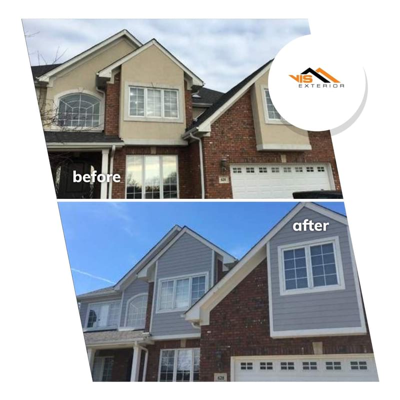 James Hardie fiber cement siding installation in Westmont before after