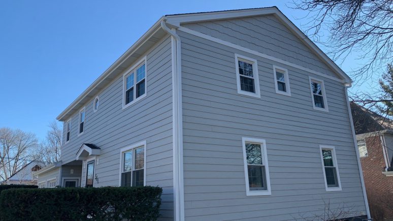 LP SmartSide Shake siding and GAF shingle roof installation in Hinsdale project photo 3
