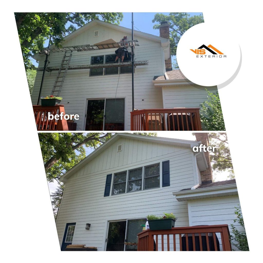LP Diamond Kote siding installation and shingle roof replacement in Indian Head Park before after