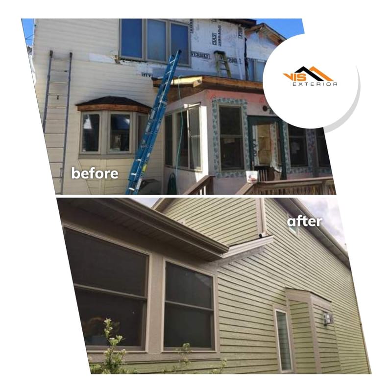 LP SmartSide siding and gutters replacement in Downers Grove before after
