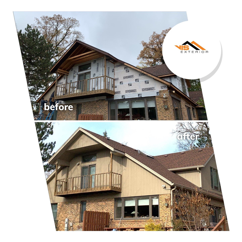 LP SmartSide siding replacement in Oak Brook before after