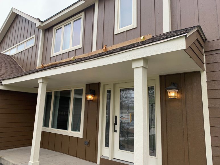 High quality LP SmartSide siding installation and gutters replacement in Downers Grove project photo 2