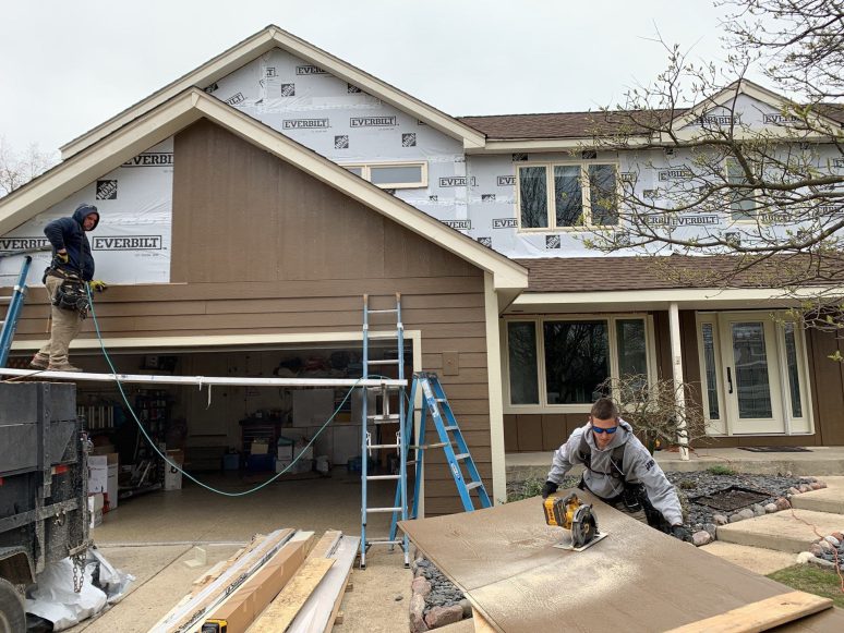 High quality LP SmartSide siding installation and gutters replacement in Downers Grove project photo 4
