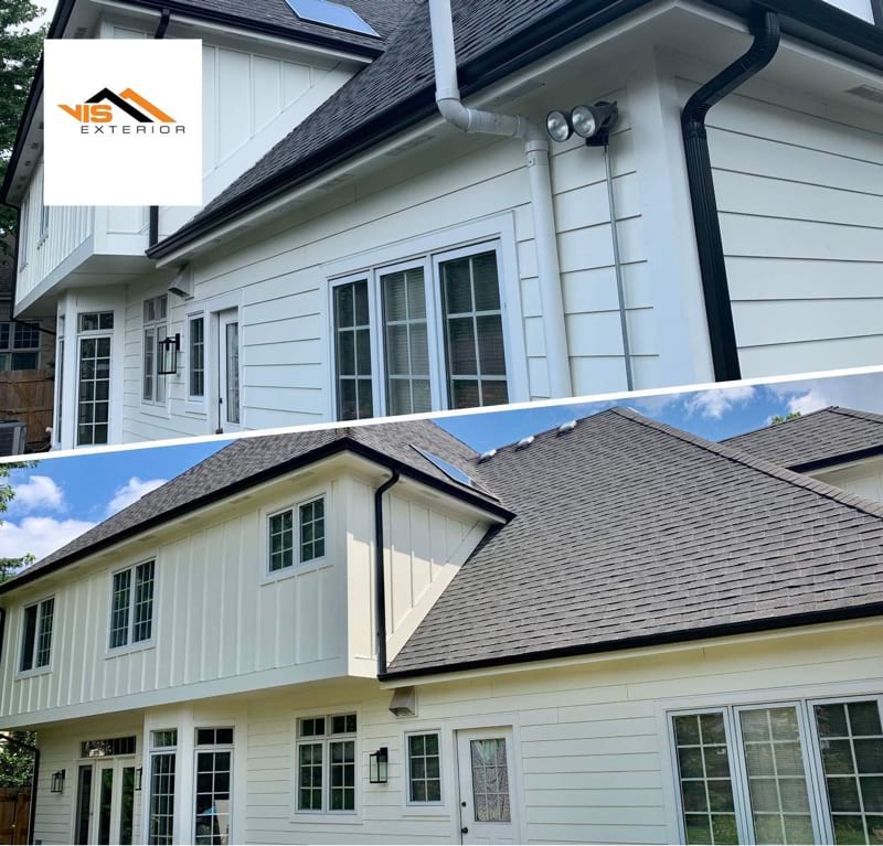 LP Smooth SmartSide siding and gutters replacement in Hinsdale before after