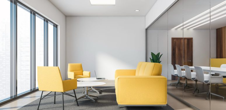 office ceiling and walls painted same color