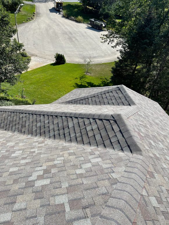 Old roof replacement installing Owens Corning architectural shingles and new gutters in Homer Glen project photo 4