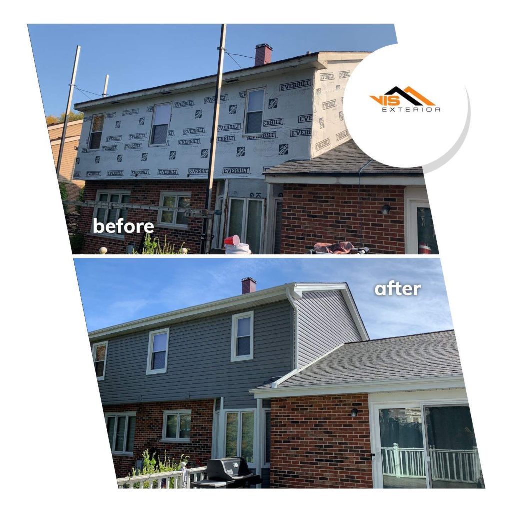 Royal Estate siding installation and shingle roof replacement in Woodridge before after