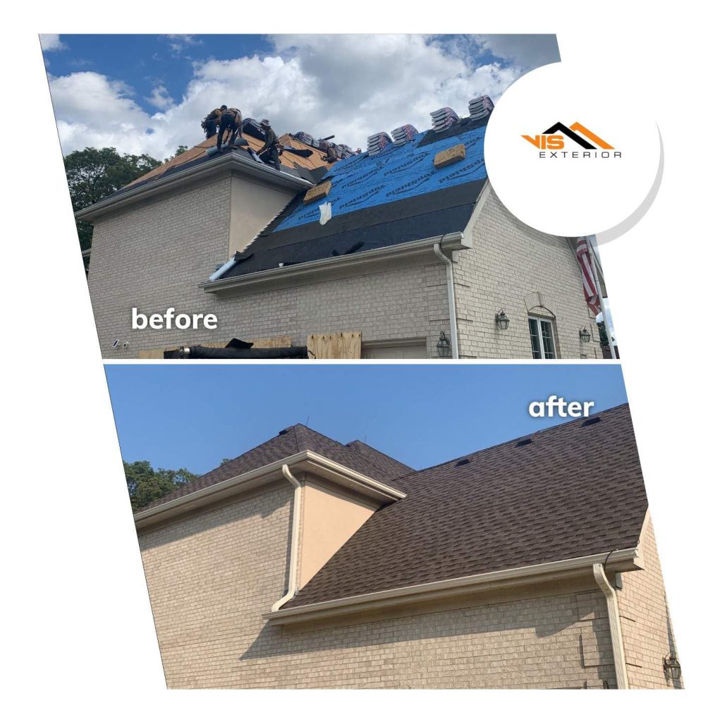 Shingle roof replacement in Willow Springs before after