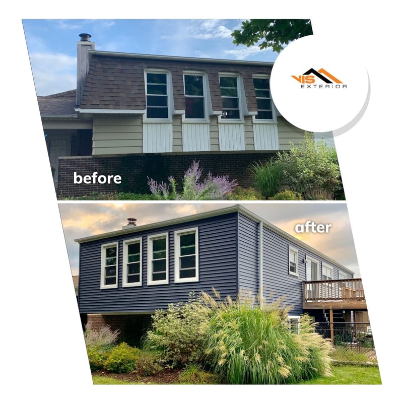 New vinyl siding installation in Bolingbrook before after