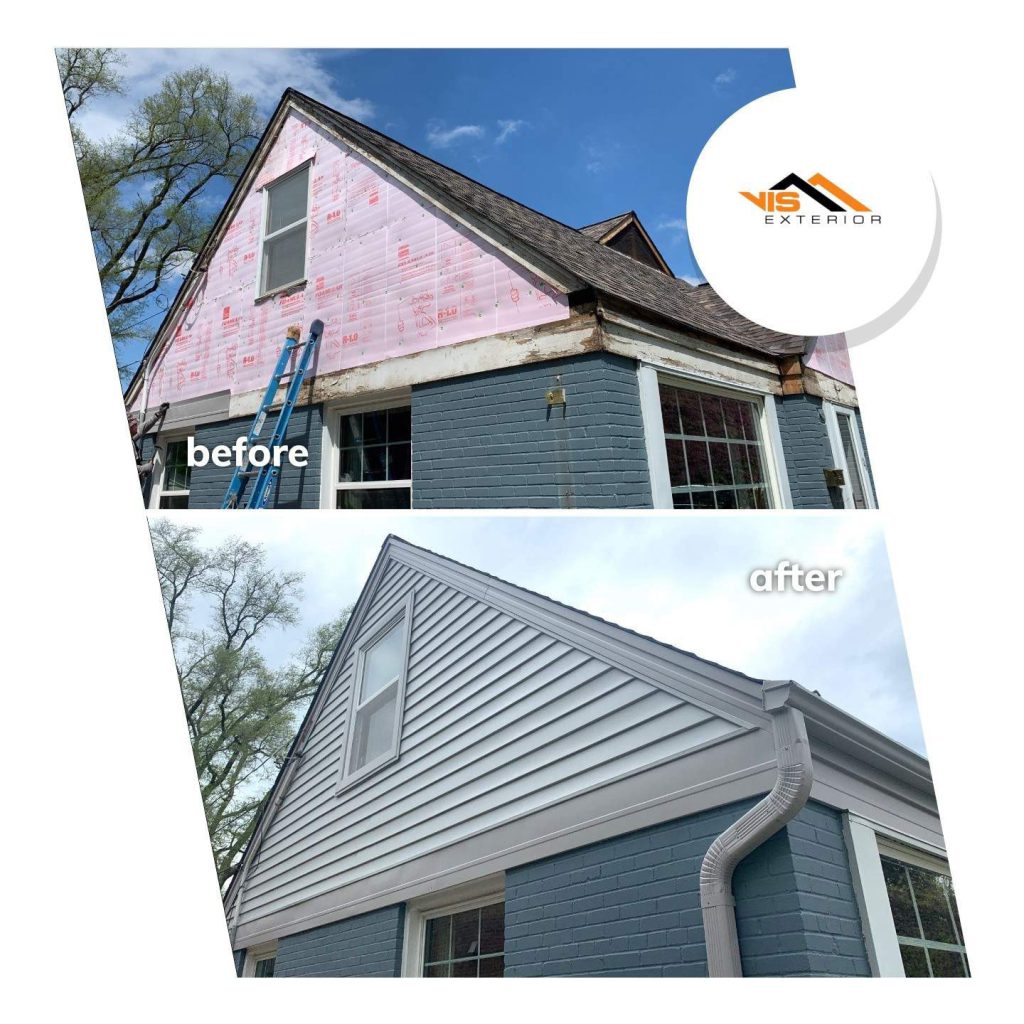 Vinyl siding installation and shingle roof replacement in Clarendon Hills before after